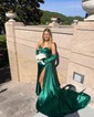 Sheath/Column Satin Strapless Prom Dresses With Ruched