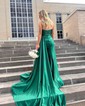 Sheath/Column Satin Strapless Prom Dresses With Ruched