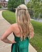 Sheath/Column Satin Strapless Prom Dresses With Ruched