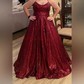 Ball Gown Scoop Neck Sparkly Sequin Prom Dresses