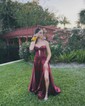 A-line Strapless Satin Cut Out Prom Dresses With Ruched
