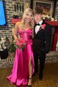 A-line Strapless Satin Cut Out Prom Dresses With Ruched