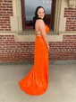 Sheath/Column V-neck Sparkly Sequin Prom Dresses
