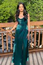 A-line Cowl Neck Satin Prom Dresses With Ruched