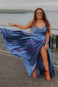 A-line Cowl Neck Satin Prom Dresses With Ruched