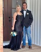 Mermaid Square Neck Satin Corset Prom Dresses With Ruched
