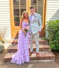 Ball Gown Strapless Chiffon Ruffle Tiered Prom Dresses
