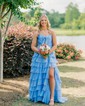 Ball Gown Strapless Chiffon Ruffle Tiered Prom Dresses