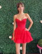 Corset Strapless A-line Chiffon Tiered Homecoming Dresses