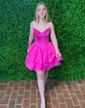 Corset Strapless A-line Chiffon Tiered Homecoming Dresses
