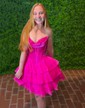 Corset Strapless A-line Chiffon Tiered Homecoming Dresses