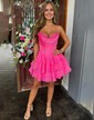 Corset Strapless A-line Chiffon Tiered Homecoming Dresses