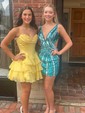 Corset Strapless A-line Chiffon Tiered Homecoming Dresses
