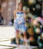Corset Strapless A-line Chiffon Tiered Floral Homecoming Dresses