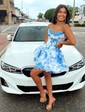 Corset Strapless A-line Chiffon Tiered Floral Homecoming Dresses