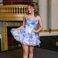 Corset Strapless A-line Chiffon Tiered Floral Homecoming Dresses