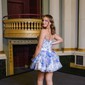 Corset Strapless A-line Chiffon Tiered Floral Homecoming Dresses