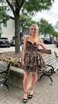 Strapless Cheetah Print Tiered Ruffle Homecoming Dresses