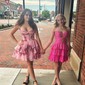 Corset A-line Sweetheart Chiffon Tiered Floral Homecoming Dresses
