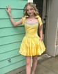 Cute Scoop Neck Satin Beaded Skater Homecoming Dresses