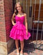 Cut Out Chiffon Skater Strapless Tiered Homecoming Dresses