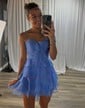 Strapless A-line Chiffon Tiered Homecoming Dresses
