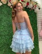 Strapless Skater Tiered Homecoming Dresses