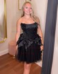 Corset Skater Satin Tulle Strapless Homecoming Dresses