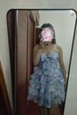 White Blue Floral Strapless A-line Ruffle Tiered Homecoming Dresses