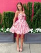 Pink Red Floral Corset Princess Sweetheart Ruched Homecoming Dresses