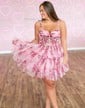 Pink Red Floral Corset Princess Sweetheart Ruched Homecoming Dresses