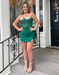 Sparkly Tight Square Neck Beaded Homecoming Dresses