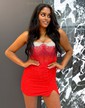 Sparkly Tight Square Neck Beaded Homecoming Dresses