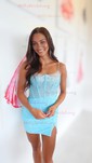 Sparkly Tight Square Neck Beaded Homecoming Dresses