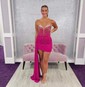 Sparkly Bodycon V-neck Strapless Beaded Homecoming Dresses