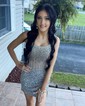 Sparkly Sequin Strapless Bodycon Beaded Homecoming Dresses