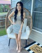 Sparkly Sequin Strapless Bodycon Beaded Homecoming Dresses