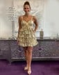 Off-the-shoulder Glitter Tulle Skater Tiered Homecoming Dresses