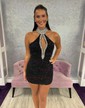 Cut Out Bodycon Halter Velvet Sequin Beaded Homecoming Dresses