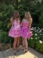 Corset A-line Strapless Floral Print Tiered Homecoming Dresses