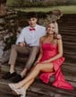 Petite Strapless Satin Bodycon Beaded Homecoming Dresses