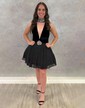 A-line High Neck Beaded Homecoming Dresses