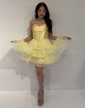 Sweet A-line Strapless Corset Tiered Ruffle Homecoming Dresses