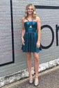 Unique Skater Metallic Pleated Cut Out Homecoming Dresses