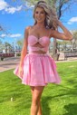 Cut Out Skater Sweetheart Satin Homecoming Dresses