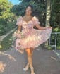 A-line Sweetheart Tulle Short Sleeves Homecoming Dresses