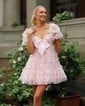 A-line Sweetheart Tulle Short Sleeves Homecoming Dresses