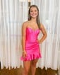 Corset Strapless Satin Bodycon Ruffle Homecoming Dresses