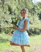 Trendy V-neck Organza Skater Tiered Homecoming Dresses