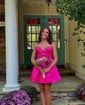 Cute A-line Strapless Satin Beaded Homecoming Dresses